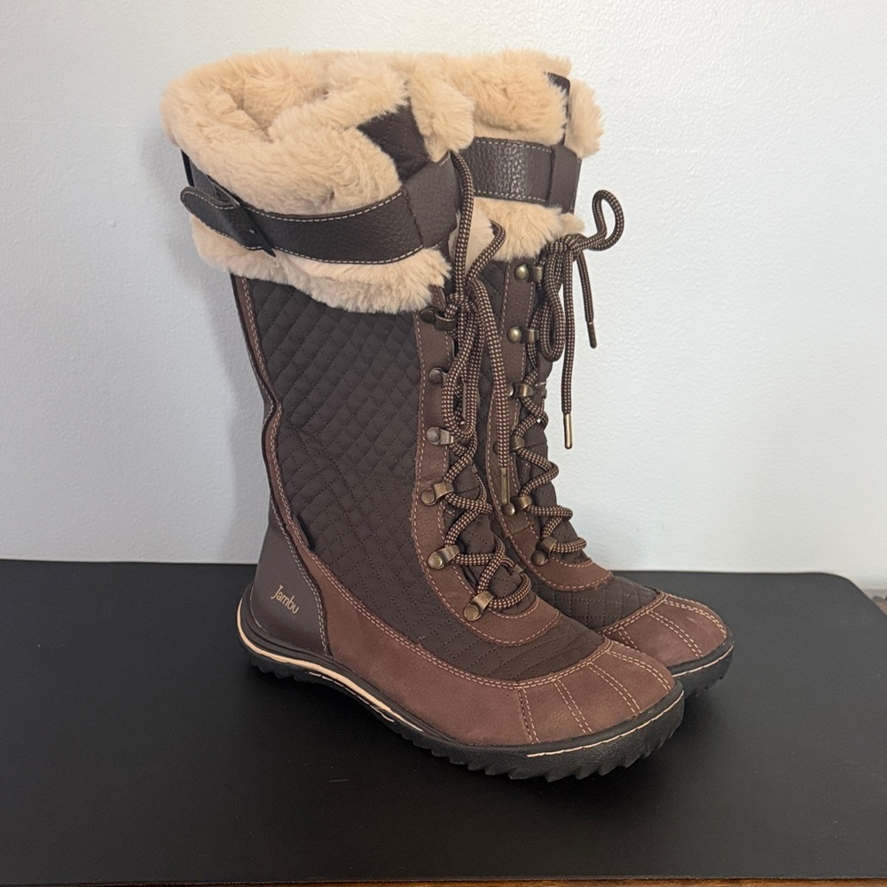 Jambu Brown Quilted Lace-Up Snow Boots